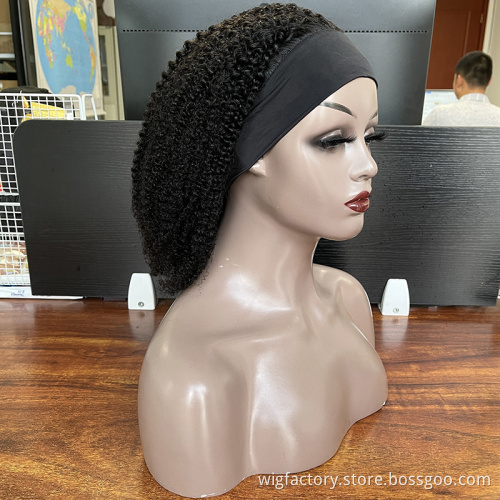 Headbang 10-30Inch human hair wigs in nigeria, cheap 100 human afro curly headband wig, 150% afro kinky human hair wig